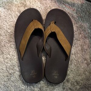 George Brown and Tan Men's Flip-Flops